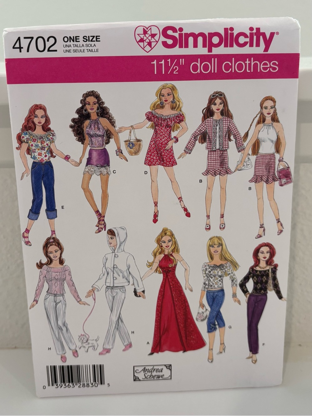 Simplicity 4702 Sewing Pattern Barbie Doll Clothes
